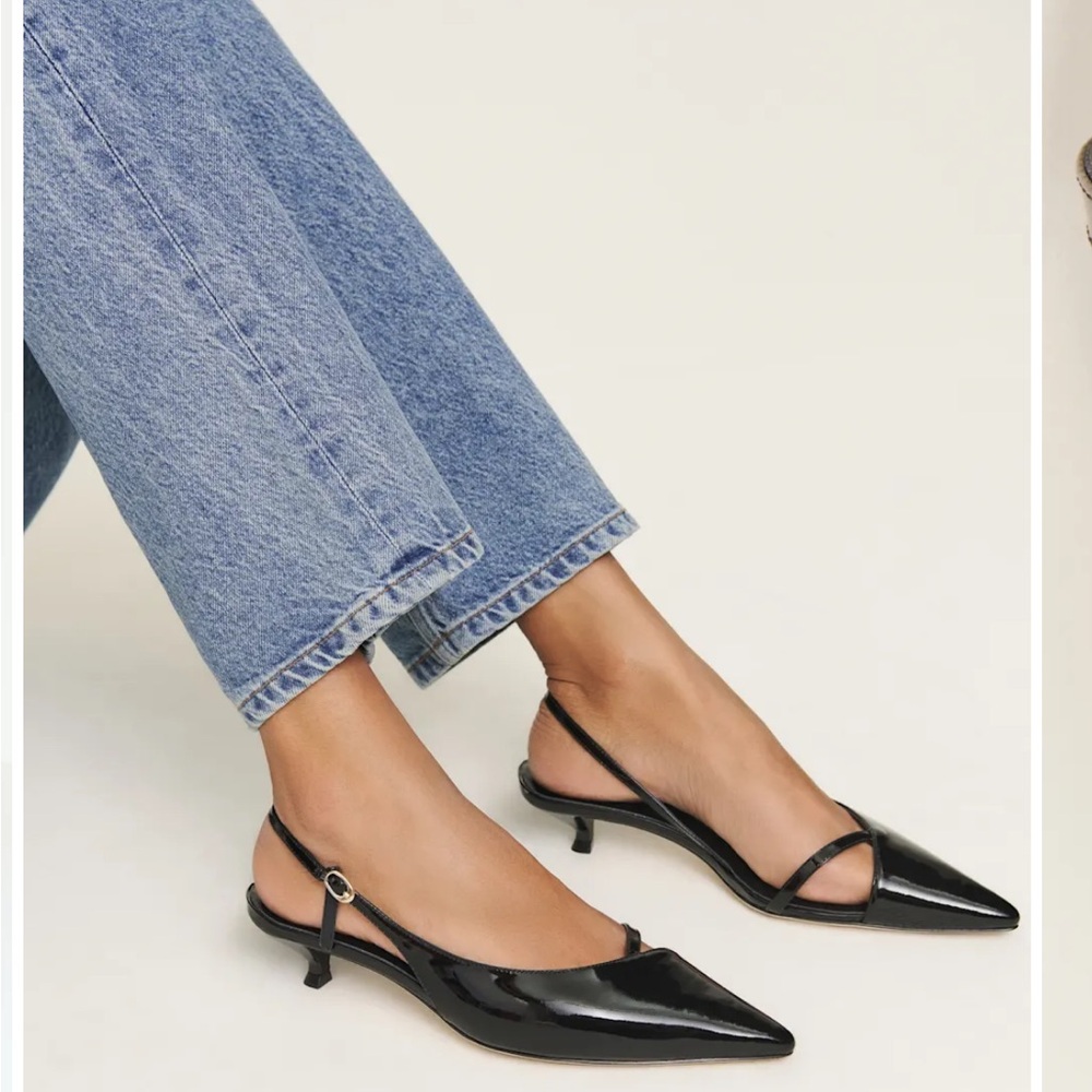 Reformation Sadie Kitten Heel Black NWT